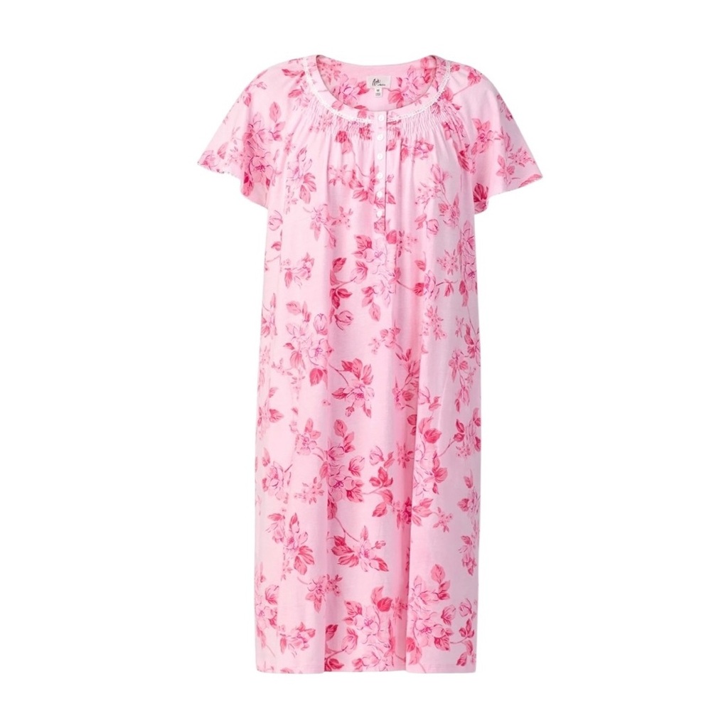 Aria Womens Size Large Pink Floral Lace raglan sleeve Nightgown NWT